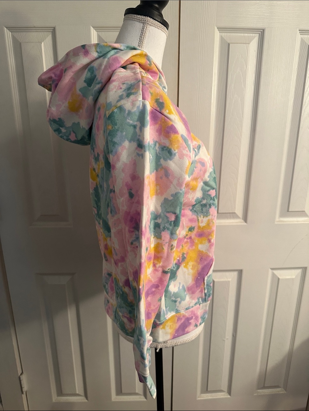 Cat & Jack Girls Tie-Dye Zip Hoodie in Pink, Teal, Yellow, Purple - Picture 2 of 5